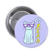 Spectacle Cat with Purple Glasses with Read sign Button