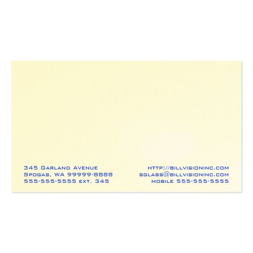 Spectacles Eyewear Optical Vision Business Card (back side)