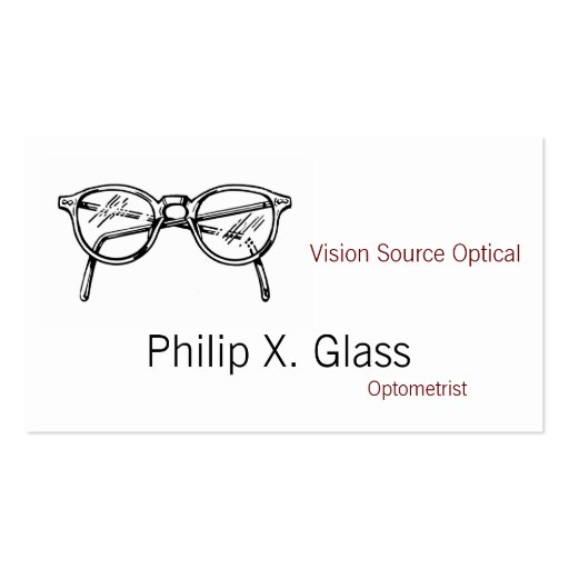 Spectacles Eyewear Optical Vision Business Cards
