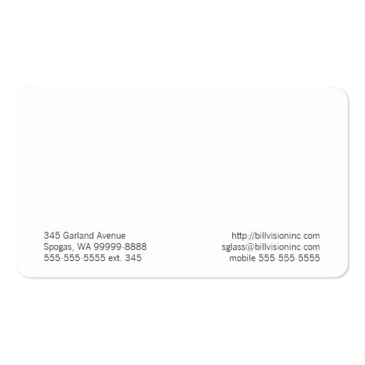 Spectacles Eyewear Optical Vision Business Cards (back side)
