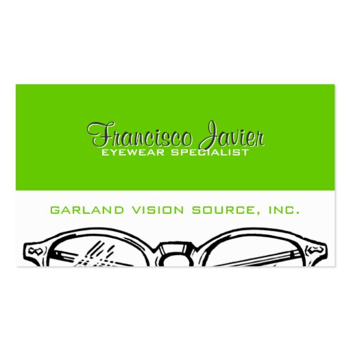Spectacles Eyewear Optical Vision Business Cards