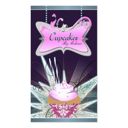 Spectacular Pink Swirl Cupcake Business Card (front side)
