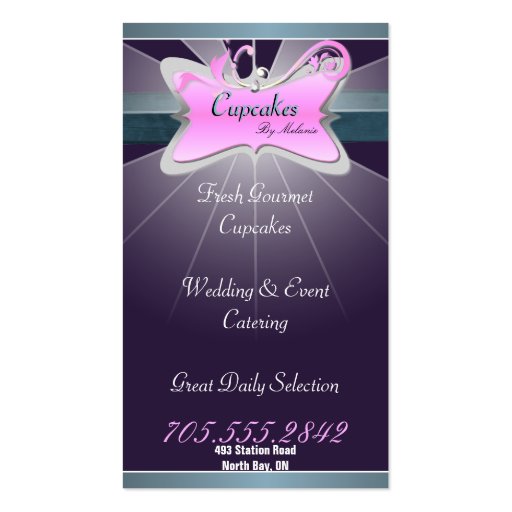 Spectacular Pink Swirl Cupcake Business Card (back side)