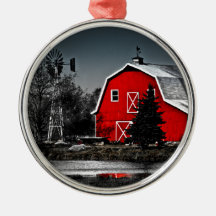 Spectacular Red Barn Christmas Ornaments