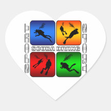 Spectacular Scuba Diving Heart Stickers