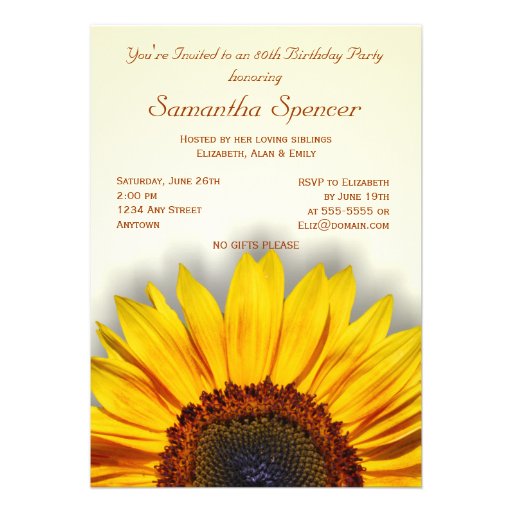 Spectacular Sunflower Birthday Invitation