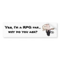 Spectral Squid "Yes, I'm a RPG fan..." bumper stickers