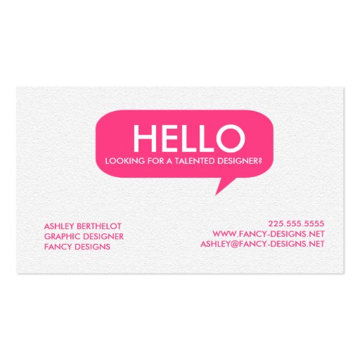 Speech Bubble Business Cards (front side)