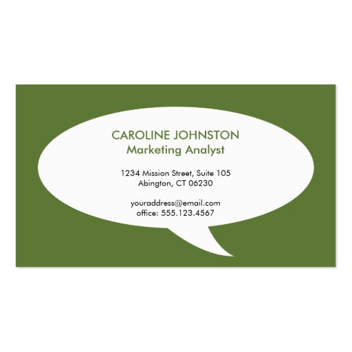 Speech bubble green creative network professional business cards (back side)