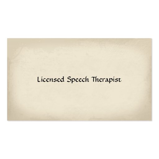 Speech Pathologist Therapist Business Card (back side)