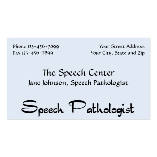 Speech Pathologist Therapist Business Card