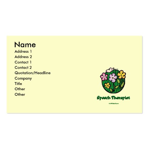 Speech Therapist Blooms1 Business Card Template