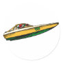 Speed Boat Round Stickers