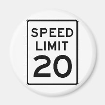 Speed Limit 20 Sreet Sign Fridge Magnets