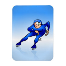 Speed skater rectangle magnet