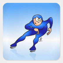 Speed skater square stickers