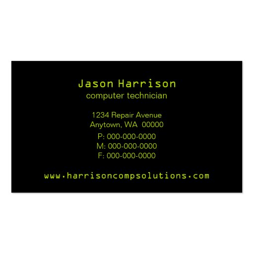 Speed Texture Business Card, Neon Green (back side)