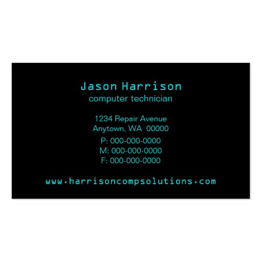 Speed Texture Business Card, Turquoise (back side)