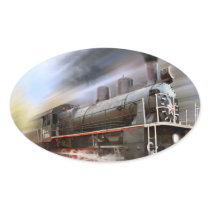 Speeding Train Oval Stickers