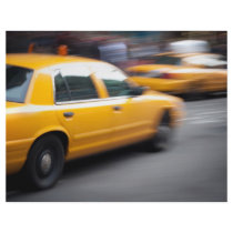 Speeding Yellow NY City Taxi Cab with Motion Blur Flyers
