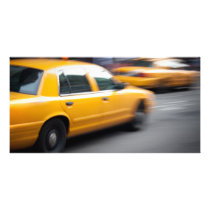 Speeding Yellow NY City Taxi Cab with Motion Blur Picture Card
