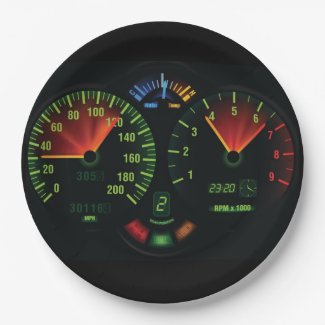 Speedometer Odometer Design Paper Party Plate