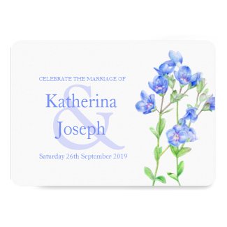 Speedwell flower watercolor blue wedding invite