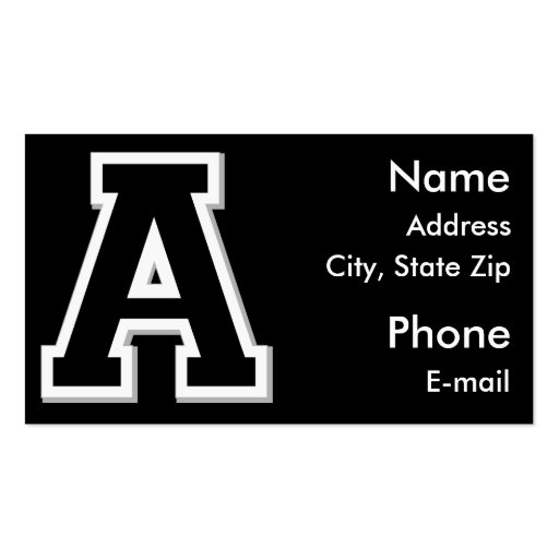 Spell it Out Initial Letter A Black Business Cards