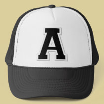 Spell it Out Initial Letter A in Black Ball Cap hats