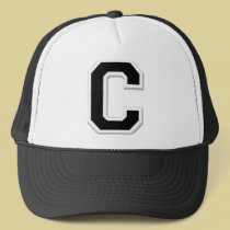 Spell it Out Initial Letter C in Black Ball Cap hats