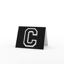 Spell it Out Initial Letter C in Black Note Cards