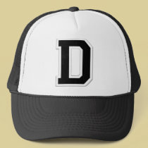 Spell it Out Initial Letter D in Black Ball Cap hats