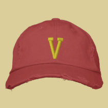 Spell it Out Initial Letter V Ball Cap embroidered hats