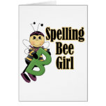 spelling bee girl bumble bee cartoon greeting cards
