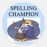 SPELLing champion witch joke Round Stickers