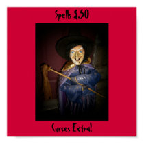 Spells $.50, Curses Extra! Witch Poster posters