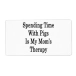 Spending Time With Pigs Is My Mom's Therapy Custom Shipping Labels