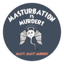 Spermicide! Red Handed! Round Sticker