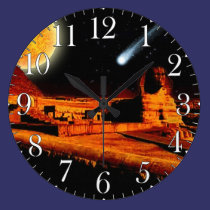 Sphinx & Moon over Egyptian Giza Pyramid Art Clock wall clocks