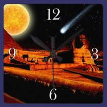 Sphinx & Moon over Egyptian Giza Pyramid Art Clock wall clocks