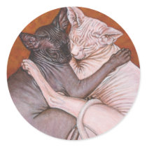 Sphynx Sphinx Cat Cats Nap Time Round Stickers