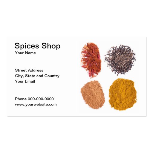 Spices Shop Business Card (front side)