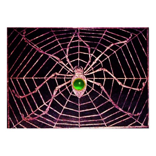 SPIDER AND WEB Green Emerald Black Pearl Paper Business Card Template (back side)