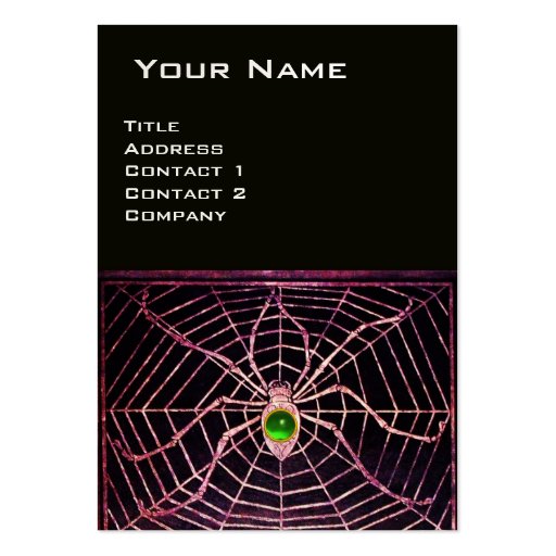 SPIDER AND WEB Green Emerald Black Pearl Paper Business Card Template (front side)