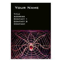 SPIDER AND WEB Pink Fuchsia Ruby Black Business Card