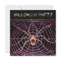 SPIDER AND WEB RED RUBY BLACK HALLOWEEN PARTY PERSONALIZED INVITATIONS