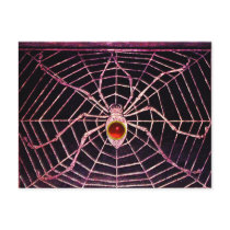 SPIDER AND WEB Red Ruby Black Post Card