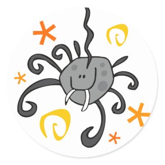 Spider Cartoon Halloween Greetings Stickers