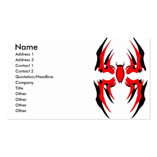 spider deck double 3, Name, Address 1, Address ... Business Card Template (front side)