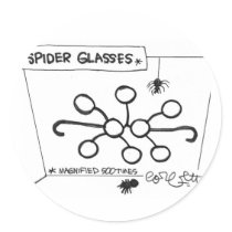 Spider glasses. round sticker